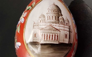 RUSSIAN PORCELAIN EASTER EGG, HAND-PAINTED, 19c.