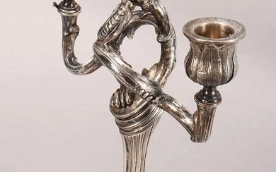 RUSSIAN SILVER TWIN BRANCHED CANDELABRA
