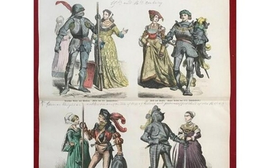 Rare 19thc German Costume Plates, 15th and 16thc