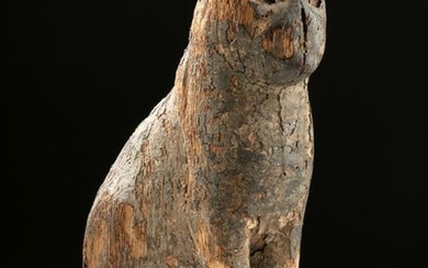 Rare Egyptian Wood / Stucco Sarcophagus of a Cat