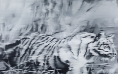 Richter, Gerhard (born 1932) Tiger, after the painting from 1965, offset print on scooped paper.