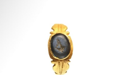 Roman Gold Ring with Nicolo Intaglio, c. 2nd - 3rd
