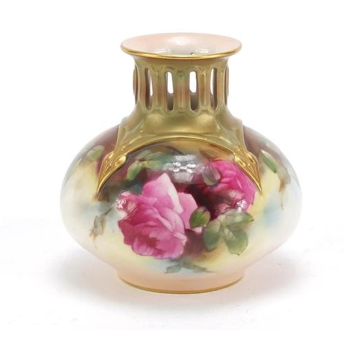 Royal Worcester vase hand painted with roses, factory