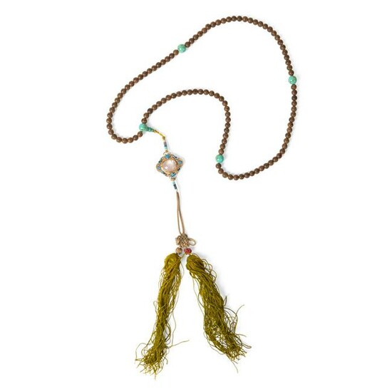 SANDALWOOD AND TURQUOISE COURT NECKLACE 19TH-20TH