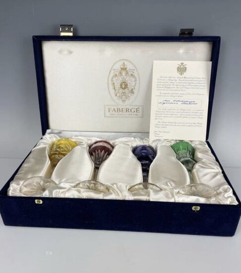 SET OF 4 IMPERIAL FABERGE CUT CRYSTAL WINE GLASSES