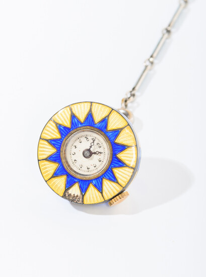 SILVER AND COBALT BLUE AND YELLOW GUILLOCHE ENAMEL CIRCUS TENT...