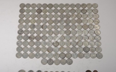 SILVER CURRENCY : 145 pieces of 5 francs...
