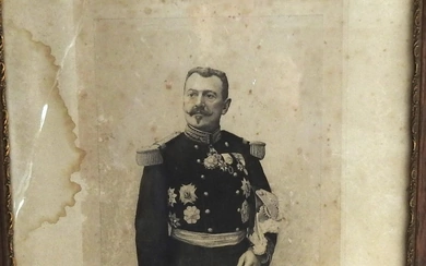 SOUVENIRS. Portrait du général Joseph Brugère, gravure en noir et blanc représentant le général Brugère...