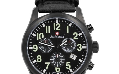 ST. MORITZ - A Swiss military style black metal-cased gentle...