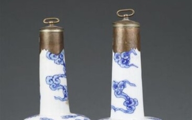 .SUITE OF TWO (2) PORCELAIN MALLET VASES CALLED...