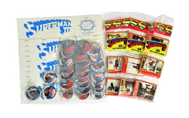 SUPERMAN - VINTAGE TOPPS TRADING CARDS & PHOTO BADGES