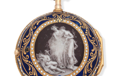 Samuel Toulmin, Strand, London. A gold key wind pair case pocket watch with enamel decoration London Hallmark for 1776