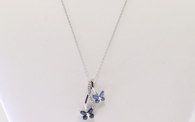 Sapphire & Diamond Pendant / Necklace 10Kt.