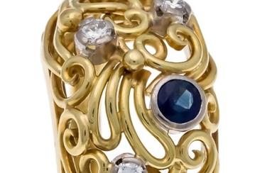 Sapphire-brilliant ring GG / WG 585/000 with a...