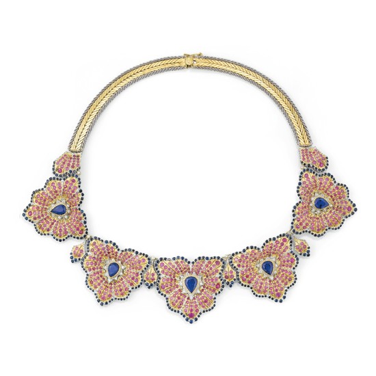 Sapphire, ruby and diamond necklace, 'Anthurium', Gianmaria Buccellati, 1993