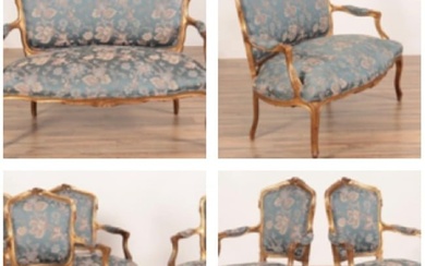 Set of French Giltwood Canape and Armed Chairs, 19th Century