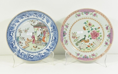 Set of two Chinese porcelain plates (one glaze)