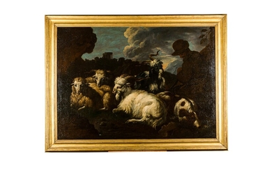 Shepherd with flock, Philipp Peter Roos Rosa da Tivoli ( - 1706)