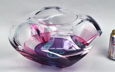 Signed Modern Glass Bowl Sculpture