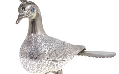 Silver Peacock Figure.