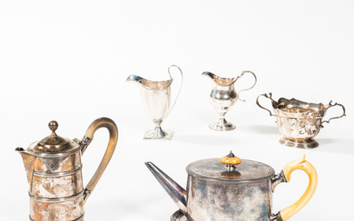 Six Georgian Sterling Silver Tea Service Pieces