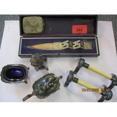 Small items to include silver and ivory knife stands and a s...