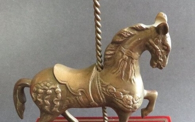 Solid Brass Pony Carousel Horse Statuette 1950s