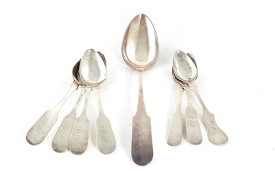Southern coin silver spoons, New Orleans & Kentucky (8pcs)