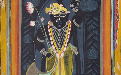 Srinathji, Nathdwara, Rajasthan, 19th century, opaque pigments on paper heightened...