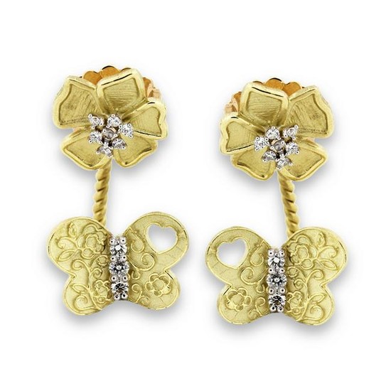 Stambolian Two-Piece Yellow Gold and Diamond Earrings