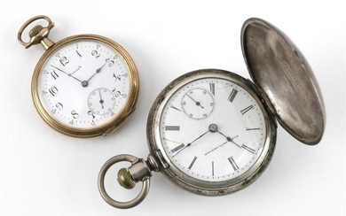 TWO AMERICAN POCKET WATCHES 1) Elgin coin silver...