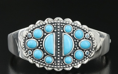 Sterling Faux Turquoise Hinged Cuff