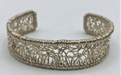 Sterling Silver Braided Wire Cuff Bracelet - Intricate