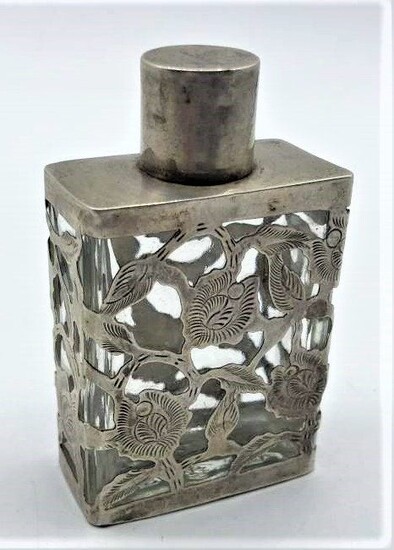 Sterling Silver Overlay Cologne / Perfume Bottle