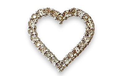 Sterling Silver and Diamonds Heart Pendant