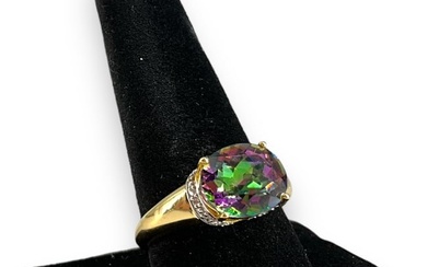 Sterling Silver and Mystic Topaz Stone Ring