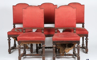 Suite de cinq chaises en bois naturel mouluré,... - Lot 202 - Vasari Auction