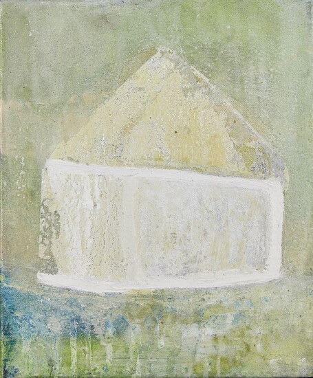 Susan Liggett, British b.1966- Hut I, 1993; oil on canvas, signed, titled, dated and inscribed on the reverse 'S. A Liggett Hut I Aug '93', 30.8 x 25.4 cm (ARR)