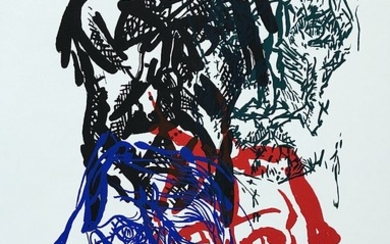Svend Wiig Hansen: Composition with faces. Signed Wiig Hansen. Lithograph in colours. Sheet size 64.5×46 cm. Unframed.