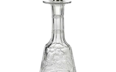 TIFFANY AMERICAN SILVER CUT GLASS DECANTER, 1915