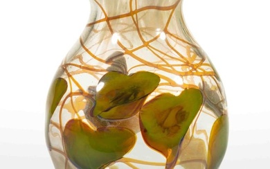 TIFFANY STUDIOS HEART AND VINE ART GLASS PAPERWEIGHT VASE
