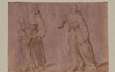 TOMMASO MANZUOLI, DIT MASO DA SAN FRIANO (FLORENCE 1531-1571), Deux moines debout (recto et verso)