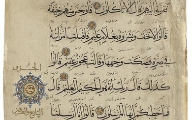 TWO LARGE MAMLUK QURAN PAGES, EGYPT, 13TH CENTURY