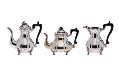 Teapot, coffee pot and milk jug with black wooden handle | Teekanne, Kaffeekanne und Milchkanne mit schwarzem Holzgriff