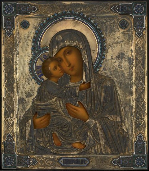 The Mother of God of Vladimir with Silver-Gilt and