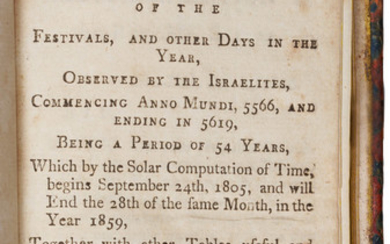 The first Jewish calendar printed in America, Only The...
