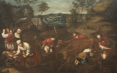 The month of October (Peasants harvesting grapes)