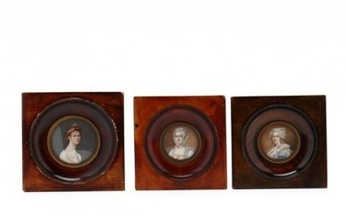 Three Antique French Portrait Miniatures