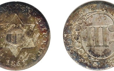 Three-Cent Piece, Silver, 1851, NGC MS 65