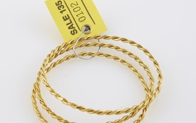 Three Gold Rigid Bracelets, 22K 21 dwt.